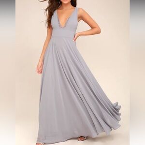 Lulu's True Bliss Grey Maxi Dress Extra Small XS